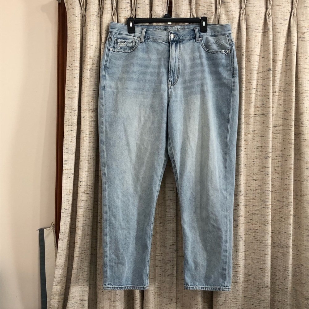 American Eagle Outfitters High Rise Distressed Mom Jeans